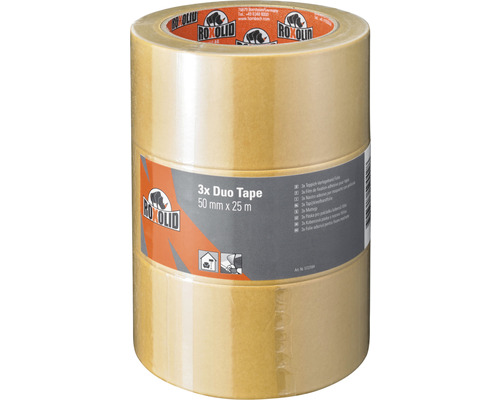Duo Tape ROXOLID ruban adhésif double face kit de ruban adhésif pour moquette marron 3 x 50 mm x 25 m