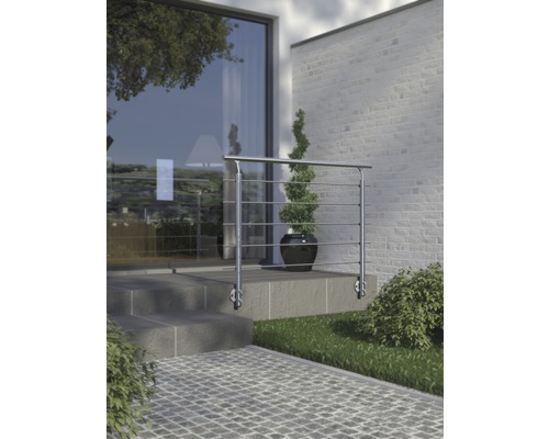 Geländer-Komplettset Pertura Aluminium mit fünf Edelstahlstäben für Seitenmontage B: 1.50 m