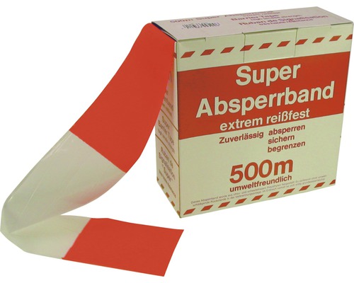 Absperrband Flatterband Warnband rot/weiß 500 m, 80 mm Super Absperrband, 500 Meter Rolle