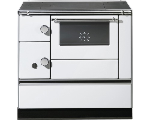 Cuisinière à bois Westminster K176/A-900 blanc four à droite avec table de cuisson en plaques d'acier