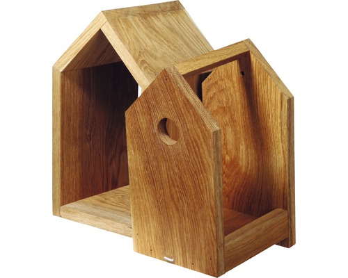 Dekorative Wandregale in Hausform aus Holz