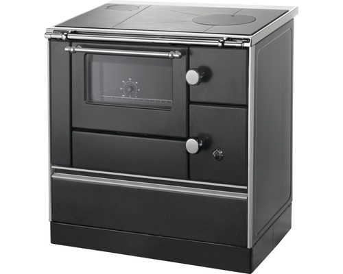 Cuisinière à bois Westminster K176/A-90 noir four à gauche avec table de cuisson en plaques d'acier