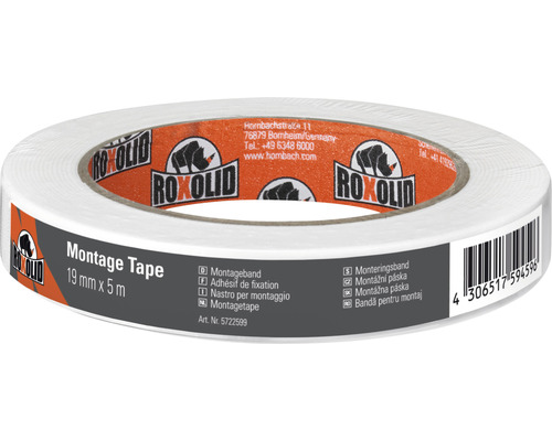 Montage Tape ROXOLID ruban adhésif de montage blanc 19 mm x 5 m