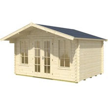 Holzgartenhaus mit Fenstern und Doppeltür