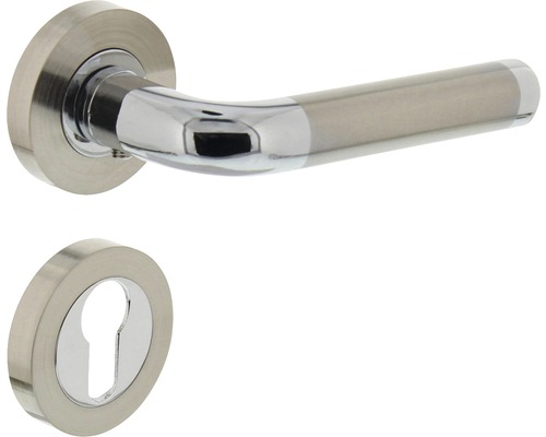 Poignée sur rosace ronde Intersteel Agatha cylindre profilé chrome nickel mat Garniture de poignée de porte avec rosette de clé