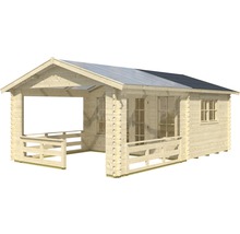 Abri de jardin en bois avec véranda couverte et fenêtres