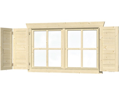 Fensterläden SKAN HOLZ Doppelfenster 28/45 mm klein, natur Holzfenster mit Fensterläden