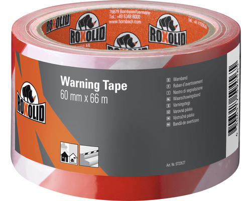 ROXOLID Warning Tape ruban d'avertissement rouge/blanc 60 mm x 66 m
