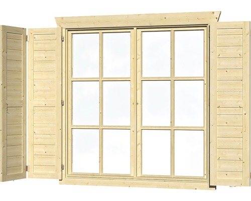Fensterläden SKAN HOLZ Doppelfenster 28/45 mm groß, natur Holzfenster mit Fensterläden