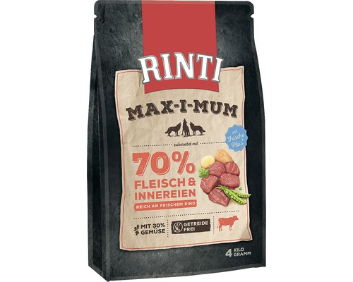 Croquettes pour chien, Rinti Max-i-mum bœuf sans céréales 4 kg