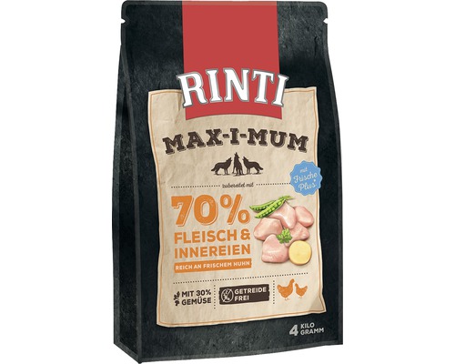 Croquettes pour chien, Rinti Max-i-mum poulet sans céréales 4 kg