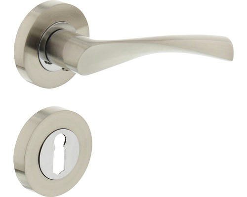 Poignée sur rosace Intersteel Guissy serrure à garnitures chrome nickel mat Garniture de poignée de porte avec rosace à clé
