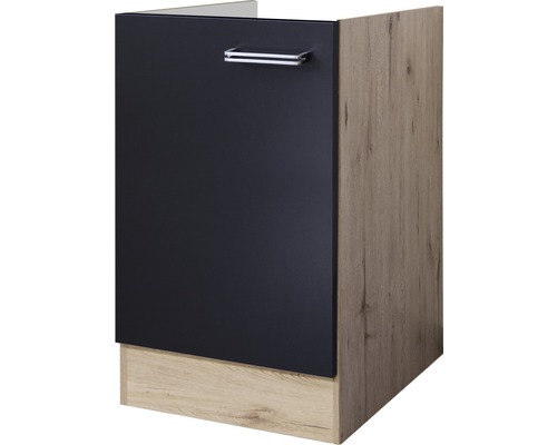 Meuble sous-évier Flex Well Santo 50 x 57 x 82 cm façade anthracite mat corps chêne clair san remo butée réversible