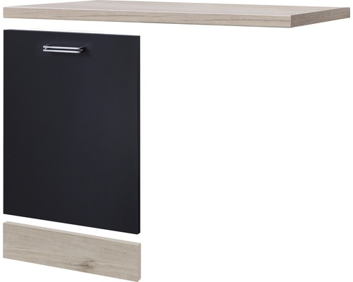 Flex Well Geschirrspülerblende inkl Sockelleiste und Arbeitsplatte Geschirrspülerblende für vollintegrierte Geschirrspüler Santo BxTxH 110 x 60 x 71 cm anthrazit matt zerlegt Anschlag reversibel 00011014 Waschtischunterschrank bestehend aus Schublade, Front und Waschtischplatte