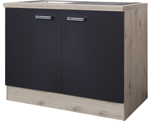 Flex Well Spülenschrank inkl Spüle Santo BxTxH 100 x 60 x 86 cm anthrazit matt zerlegt 00011022