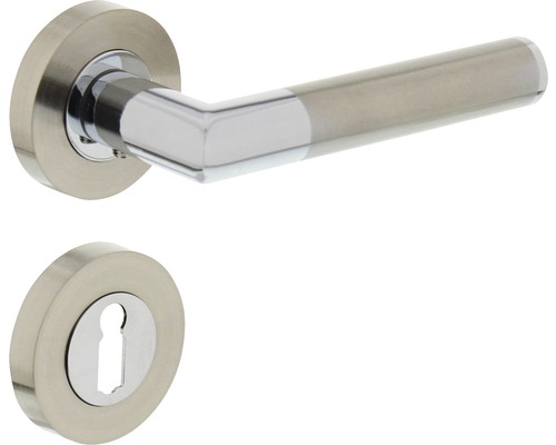 Poignée sur rosace Intersteel Bastian serrure à garnitures chrome nickel mat Poignée de porte en acier inoxydable avec rosette