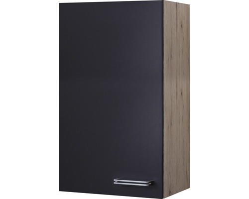 Armoire suspendue Flex Well Santo 50 x 32 x 89 cm façade anthracite mat corps chêne clair san remo butée réversible