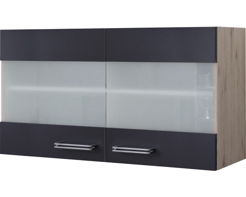 Flex Well Hängeschrank mit Glastür Santo BxTxH 100x32x55 cm Frontfarbe anthrazit matt Anschlag links rechts