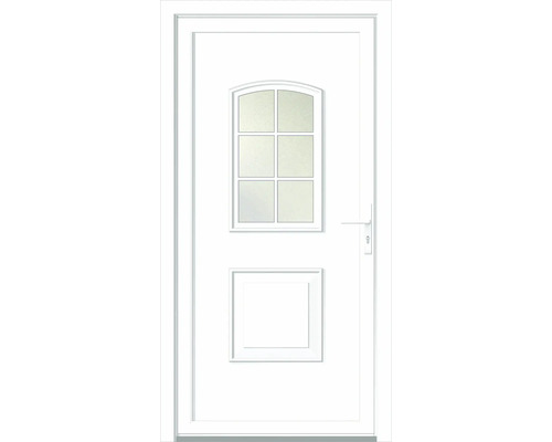 Weisse Haustür mit Glaseinsatz