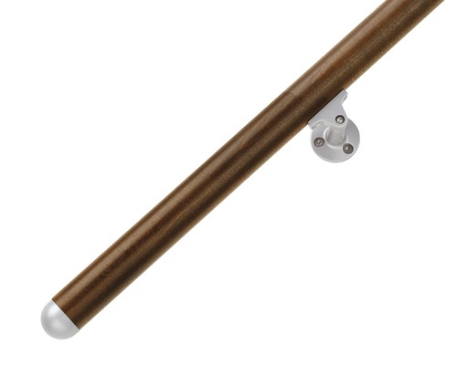 Main courante en bois avec support et embout