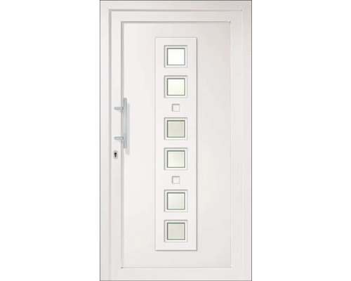 Porte d''entrée blanche avec six panneaux de verre carrés