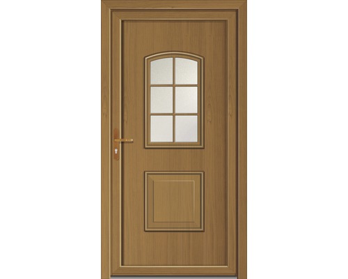 Porte en bois avec insert en verre et poignée de porte
