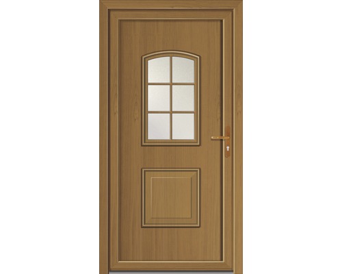 Porte en bois avec insert en verre et poignée de porte