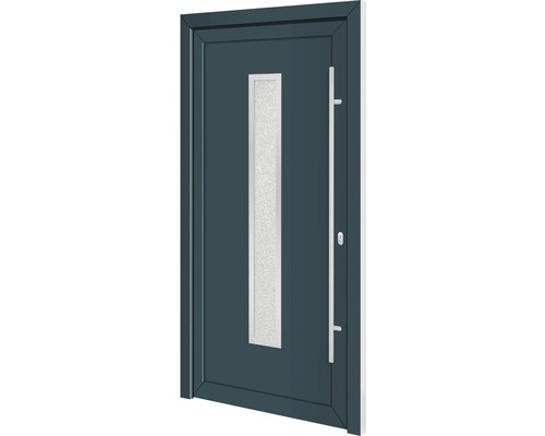 Porte d'entrée en plastique Alabama blanc/anthracite 1100 x 2100 mm droite