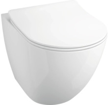 Ensemble WC suspendu basano à bride ouverte Baiano blanc avec abattant WC surélevé par 5 cm-thumb-3