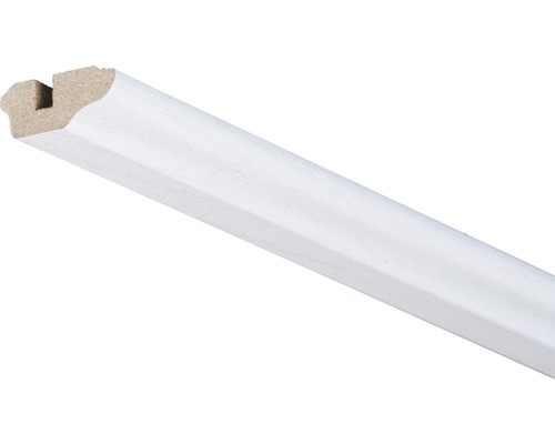 Deckenleiste Esche Kristall weiss 2600 x 36 x 17 mm Weiss lackierte Holzfussleiste