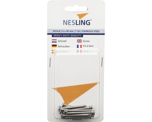 Vis Nesling 4 x 40 millimètres, T20, en acier inoxydable, version lourde en emballage