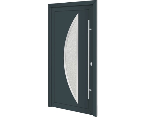 Porte d'entrée en plastique Iowa blanc/anthracite 1000 x 2000 mm droite Porte d''entrée avec insert en verre latéral et poignée barre