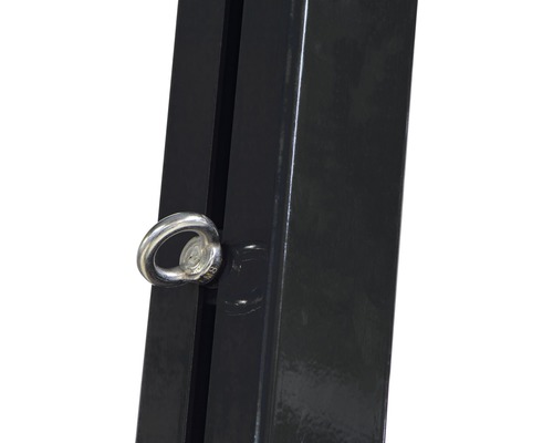 Vue détaillée d''un pont élévateur noir avec oeillet