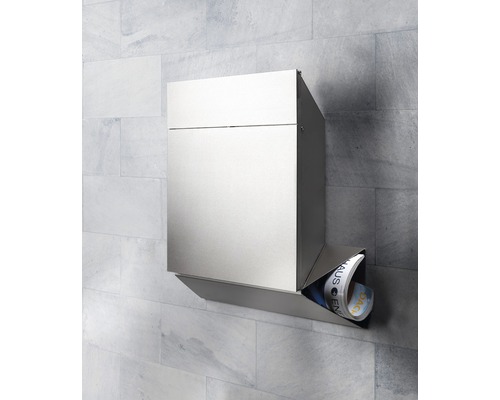 Boîte aux lettres en acier inoxydable avec compartiment à journaux fixée au mur