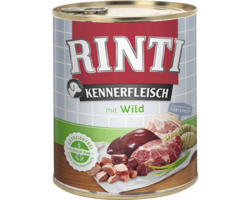 Pâtée pour chien RINTI gibier pur 800 g