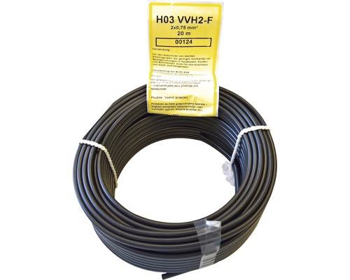 Tuyau flexible H03 VVH2-F 2x0,75 mm² 20 m noir