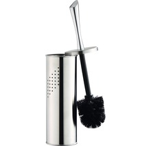 Garniture de brosse de toilette avec récipient en acier inoxydable et brosse noire