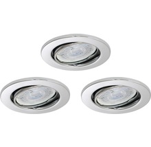 Trois spots encastrables ronds avec lampes pivotantes
