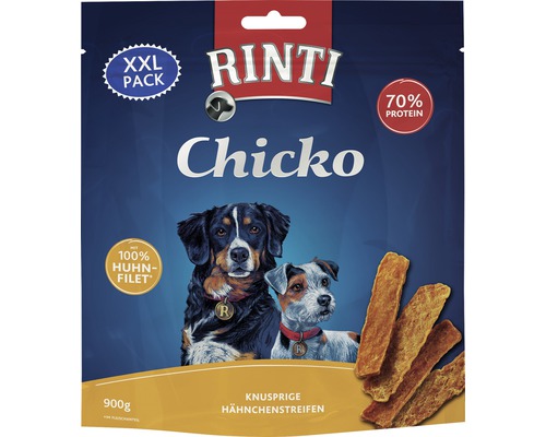 Friandises pour chien RINTI Chicko poulet XXL 900 g Rinti Chicko snack pour chien aux lamelles de poulet croustillantes en emballage XXL de 900 grammes