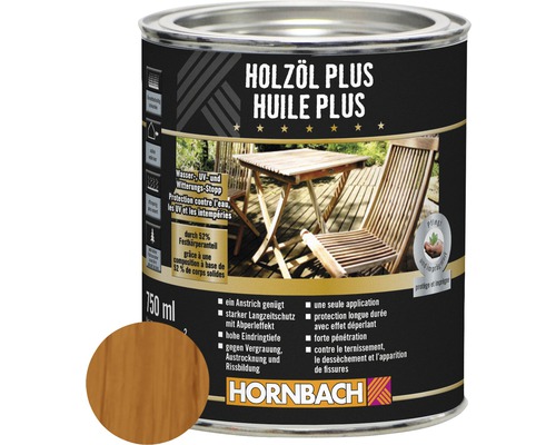 Huile pour bois HORNBACH Plus teck 750 ml Huile pour bois HORNBACH Plus teck 750 ml