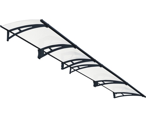 Auvent PALRAM-Canopia Aquila 412x91,5 cm anthracite polycarbonate transparent Auvent avec revêtement transparent et cadre foncé pour l''entrée