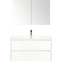Badmöbel-Set Sanox Dante BxHxT 101 x 170 x 46 cm Frontfarbe weiß hochglanz mit Waschtisch Keramik weiß