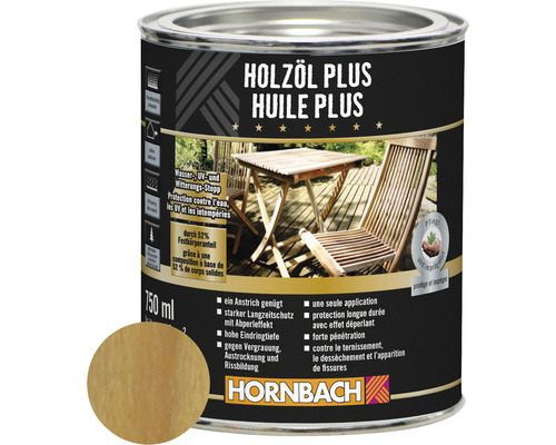 Huile pour bois HORNBACH Plus sapin de douglas 750 ml Huile pour bois Plus en bidon de 750 millilitres pour la protection des surfaces en bois