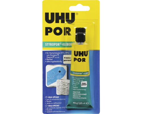 Colle à polystyrène pour mousse dure UHU Por 40 g Tube de colle Uhu Por polystyrène