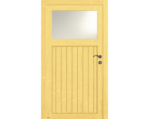 Porte en bois avec insert en verre et poignée