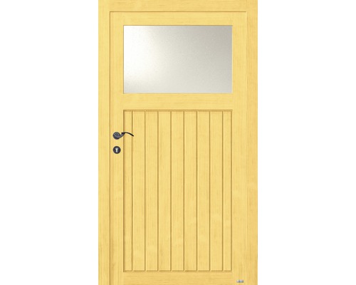 Porte en bois avec insert en verre et poignée