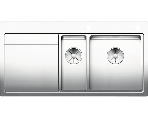 Évier Blanco DIVON II 6 S-IF 1000 x 510 mm acier inoxydable brillant satiné 521662 Évier en acier inoxydable avec égouttoir et deux cuves