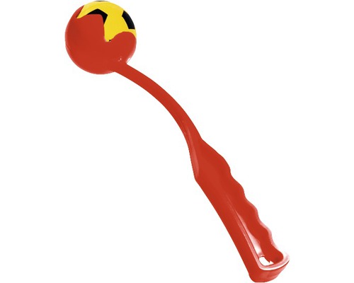 Kunststoffschleuder Karlie Soft Ball Launcher mit Moosgummiball 32 cm orange