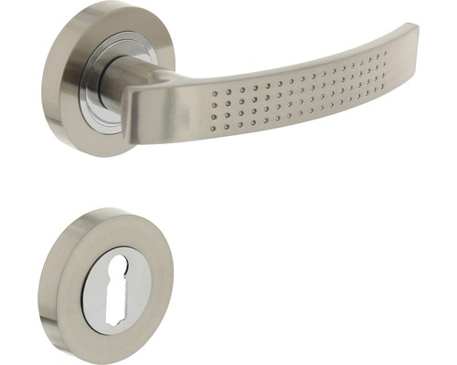 Poignée sur rosace Intersteel William serrure à garnitures chrome nickel mat Poignée de porte avec rosette de clé en acier inoxydable