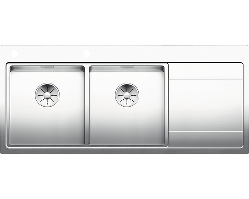 Spüle Blanco DIVON II 8 S-IF 1160 x 510 mm edelstahl seidenglanz 521664 2 Spülbecken Mit Tropffläche Becken links Flächenbündige Optik